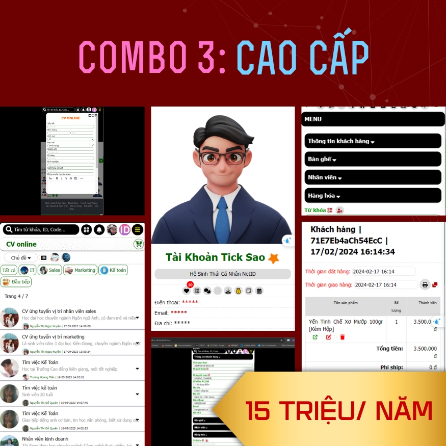 Combo 3 Net🆔.vn: Cao Cấp - 15 Triệu/ Năm